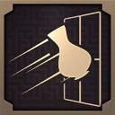 成就界面特写：‘投掷精准’图标亮起，下方显示灰色文字‘将物品扔过房间’，UI风格简洁带像素风边框