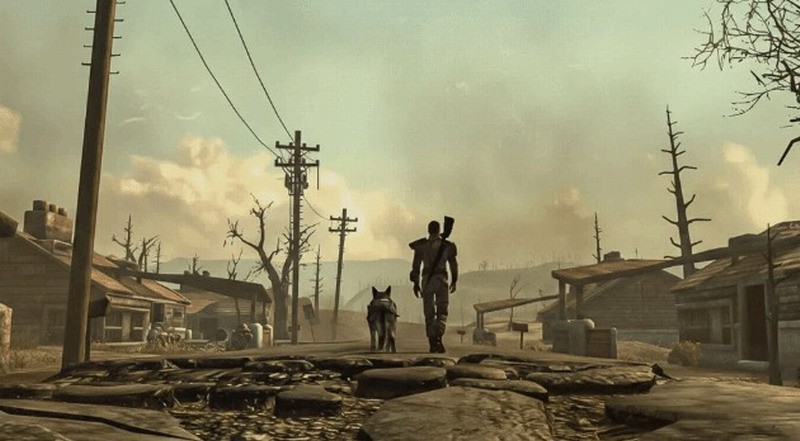 陶德·霍华德在工作室接受采访的高清特写，背景可见《辐射》系列经典LOGO与概念艺术海报，神情沉稳而坦率