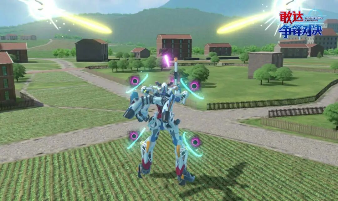 觉醒射击画面：本体光束与六枚S浮游炮光束同步发射，交织成密集火力矩阵覆盖目标