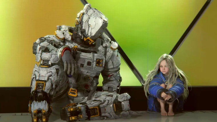 《识质存在》官方宣传图：未来都市废墟中悬浮的巨型生物机械结构，主角背影立于断裂高架桥边缘，天空呈现紫红渐变电离云，整体风格兼具克苏鲁式诡谲与赛博朋克质感