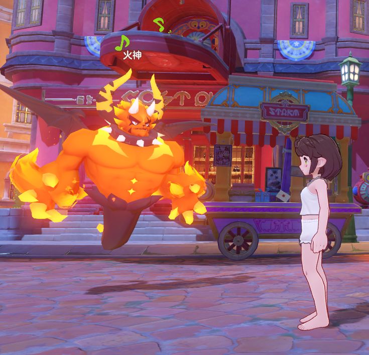 烈火战神首领形态全身像，身形魁梧挺立，胸口暗红烈焰如熔炉般沉静燃烧，铠甲纹路泛着金属光泽