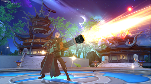 四大门派优化对比图：分栏展示唐门火器状态增强、百道能量条可视化升级、梨门战魁绛英技能图标焕新、逍遥水系伤害增幅百分比标尺