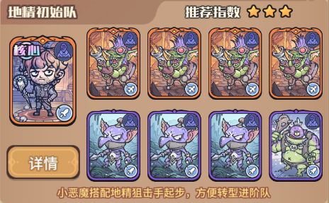 地精狙击手释放技能特写，长枪喷吐火光，三道红色弹道呈纵向穿透敌方三列单位，背景浮现‘+1增益’金色图标