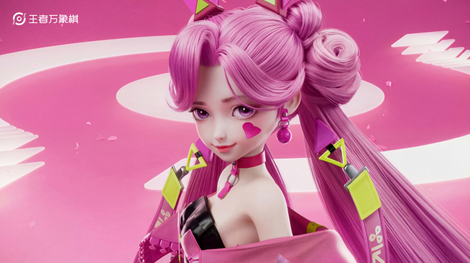 游戏登录界面动态海报：中央‘王者万象棋’LOGO璀璨发光，四周环绕桃黑黑、阿水、嬴律、蔷薇恋人等核心视觉元素，底部浮动‘资格传火’活动入口