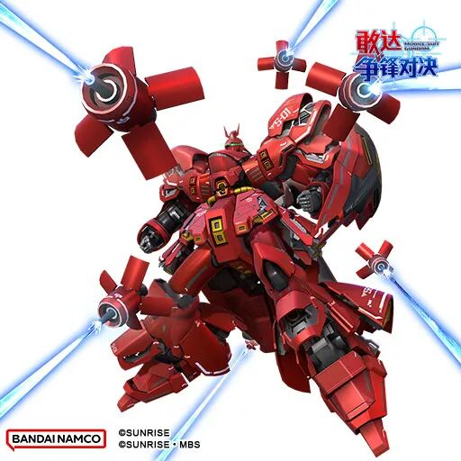 技能演示动图：沙扎比背部浮游炮齐射，两台乍得多加从侧翼突进协同攻击，画面左上角显示‘黄锁’状态图标